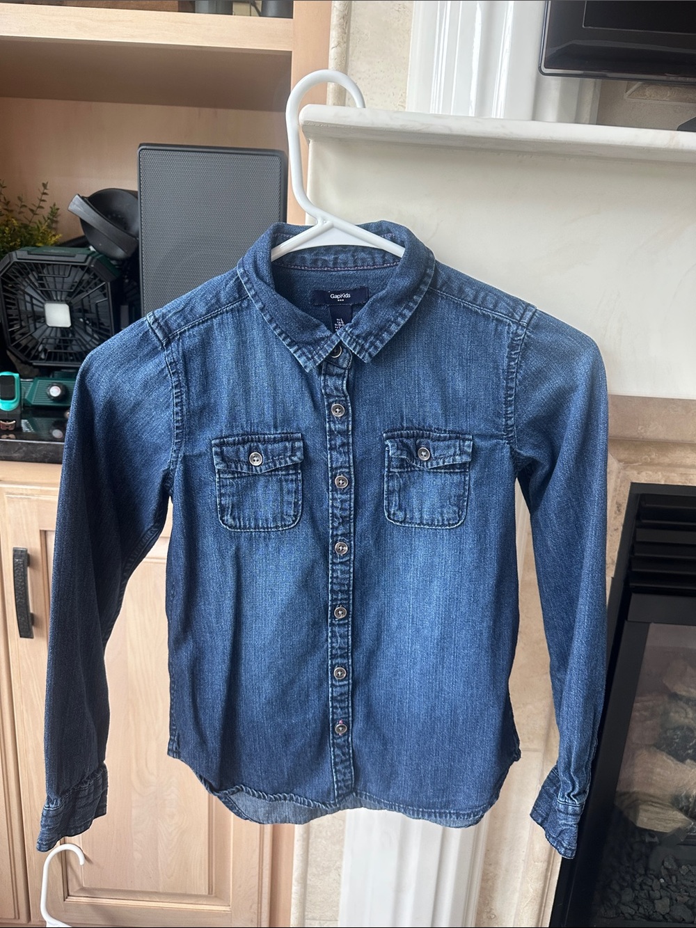 GAP Girls Denim Button-Down Shirt with long Cardigan - Picture 3 of 10